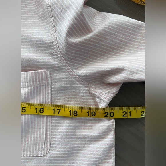 Barbour Beachfront Pink Stripe Button Front Linen & Cotton Shirt size 8 - Picture 13 of 14